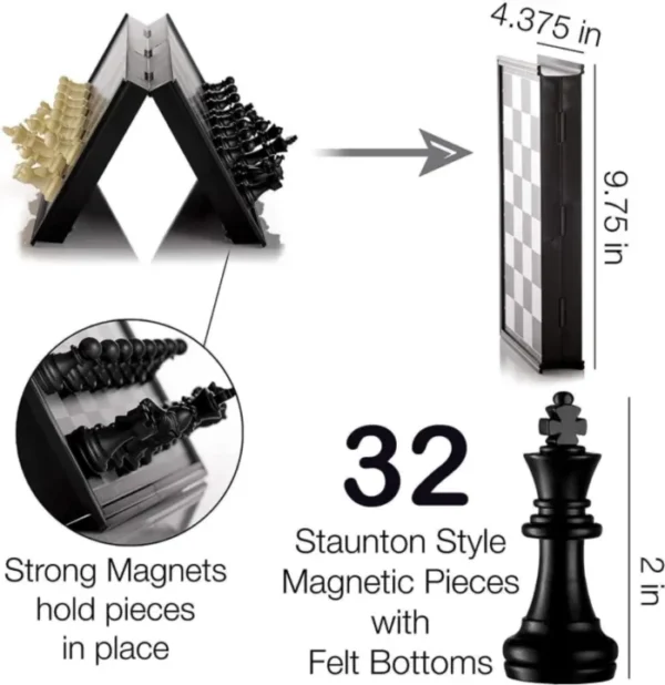 Magnetic Chess Board High Class Chess Set with Folding Chess Board 10″ × 10″ - Image 4