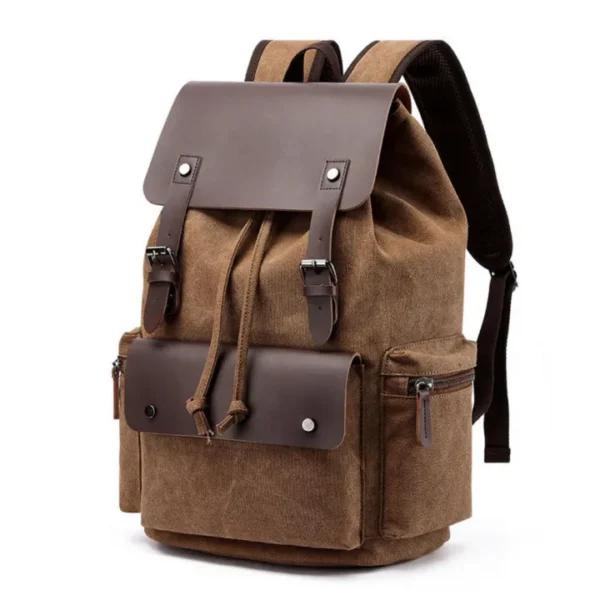 Business Vintage Backpack Adjustable Straps Fashion High Quality Computer Bag Outdoor Personalized Canvas Rucksack for Travel Hiking Education Urban Commuting - Image 5