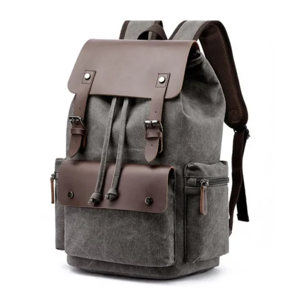 Business Vintage Backpack Adjustable Straps Fashion High Quality Computer Bag Outdoor Personalized Canvas Rucksack for Travel Hiking Education Urban Commuting - Image 4