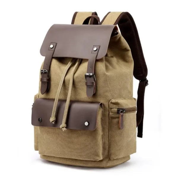 Business Vintage Backpack Adjustable Straps Fashion High Quality Computer Bag Outdoor Personalized Canvas Rucksack for Travel Hiking Education Urban Commuting - Image 2